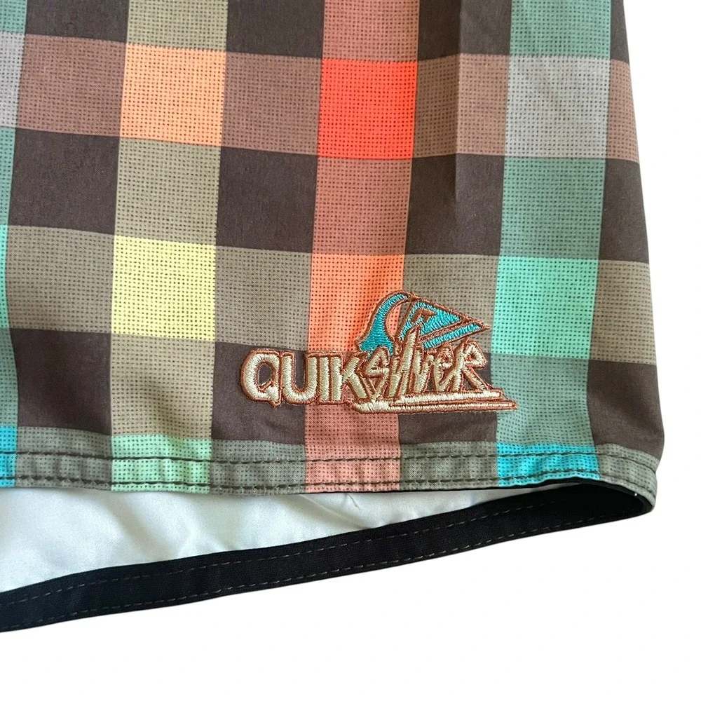 Quiksilver Board Shorts‎ Mens Size 36 Plaid Swim Trunks Multicolor Surf Beach